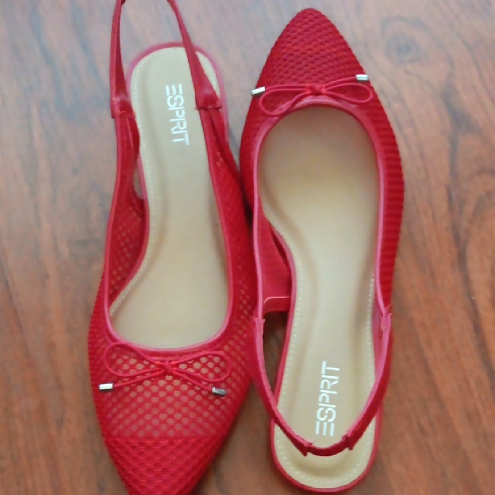 Esprit Red Flats with Snake Pattern and Bow